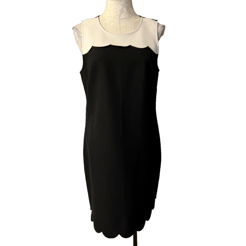J Crew Dress 10 Black Cream Sleeveless Stretch Career Church Washable - Picture 2 of 5